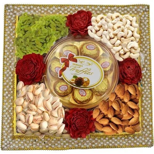 Elegant Pearl Decor Dry Fruits Tray