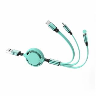 Digimate Multi Phone Charging  3 in 1 Retractable Lightning Charging Cable 3A,3FT Multi USB Cable Fast Charger Cord for iPhone, Samsung, iPad, Tablets(Purple)