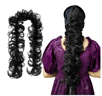 Messy Hair Frill Extension for Women & Girls - Premium Braid Ponytail Hair Accessories - Brown - 1 Pc