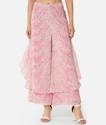 ALL WAYS YOU - Pink Georgette Flared Women's Ruffled Palazzos ( Pack of 1 )