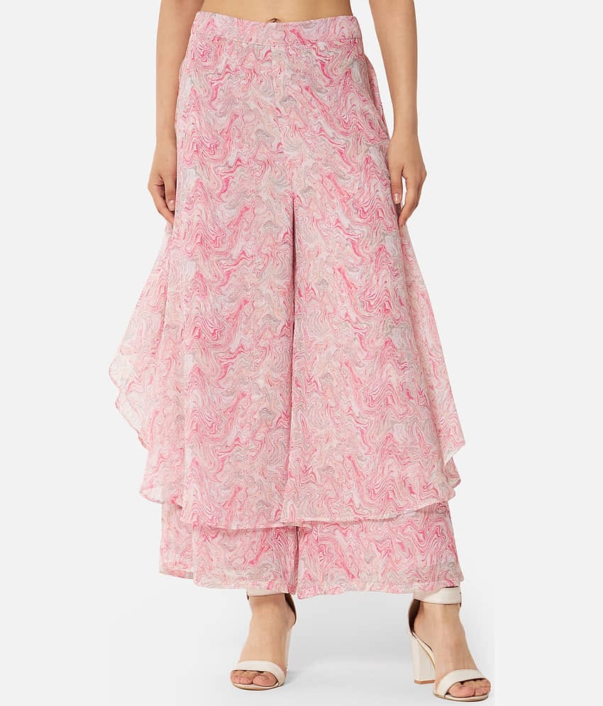 ALL WAYS YOU - Pink Georgette Flared Women's Ruffled Palazzos ( Pack of 1 )