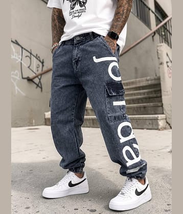 Styzon Loose Fit Printed Men's Jeans ( Black )