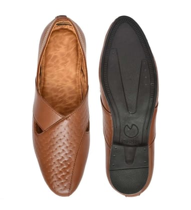 Mens Faux Leather Formal Shoes Size 7 (Tan)