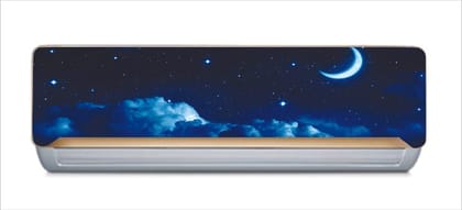 DreamKraft Beautiful Moon & Stars with Clouds AC Sticker (Multicolor PVC Vinyl, 30cm X 91cm)