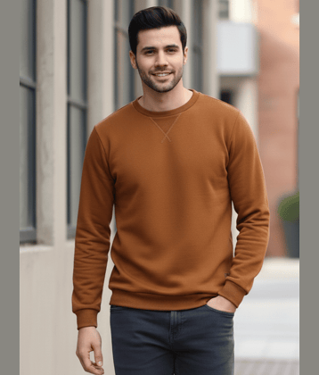 Rigo Fleece Round Neck Men's Sweatshirt - Brown ( Pack of 1 )