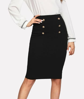 Addyvero Cotton Lycra Pencil Skirt - Black Single