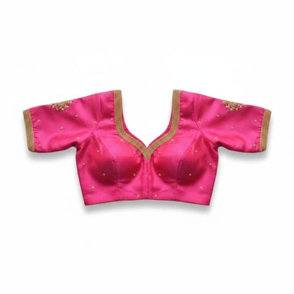 Women's Embroidered Pink Silk Blouse