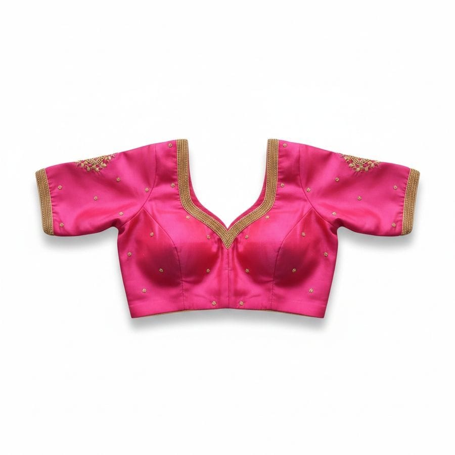 Women's Embroidered Pink Silk Blouse