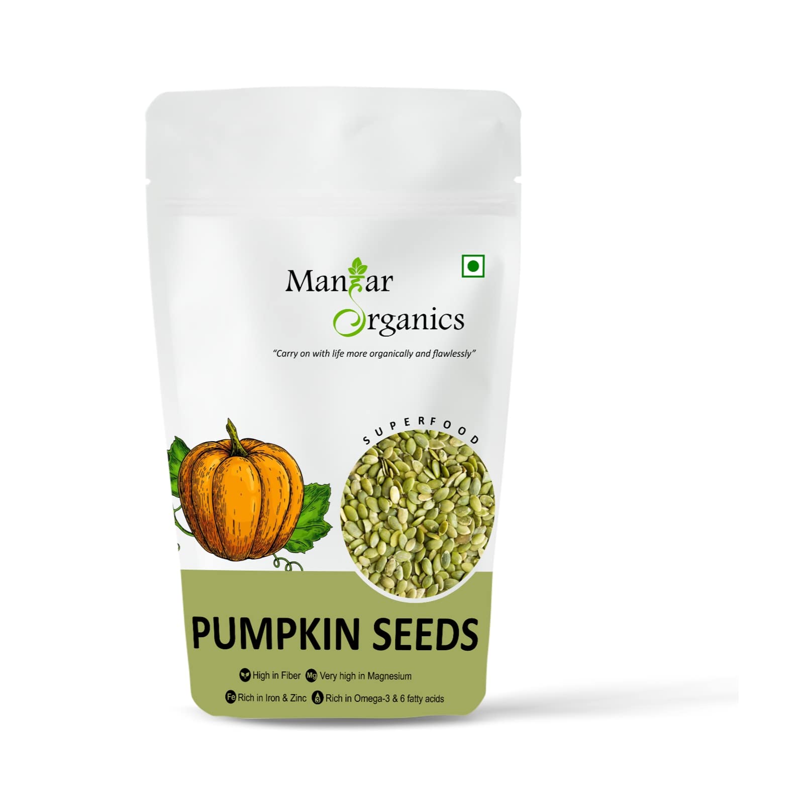 ManHar Organics Raw Pumpkin Seeds for eating 1Kg - AAA Grade |Protein and Fiber Rich Superfood| (Pumpkin Seeds, 1Kg)