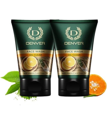 Denver Oil Clear Face Wash for Men - 100GM Each (Pack of 2)