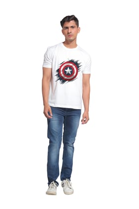 Kinnko Premium Cotton Mens Printed T-Shirt  White