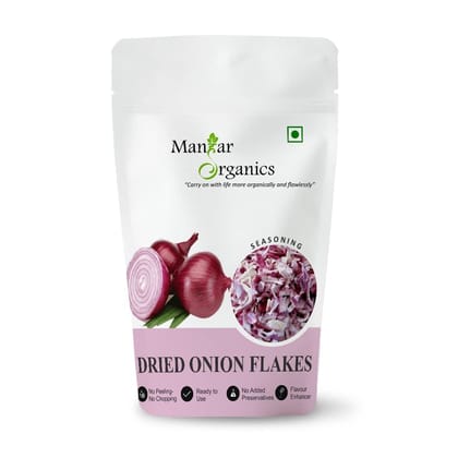 ManHar Organics Dried Onion Flakes | Dehydrated Red Onion | Flavorful & Aromatic | Ideal for Seasoning, Curries, Soups & Instant Cooking - 500gm