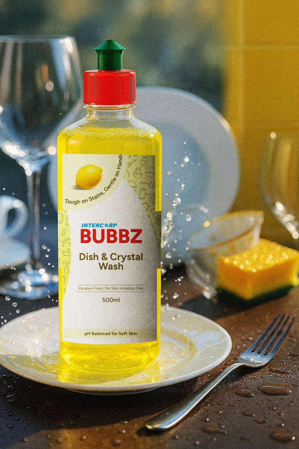 Intercorp Bubbz Antibacterial Dish & Crystal Wash Liquid Gel - 500ml