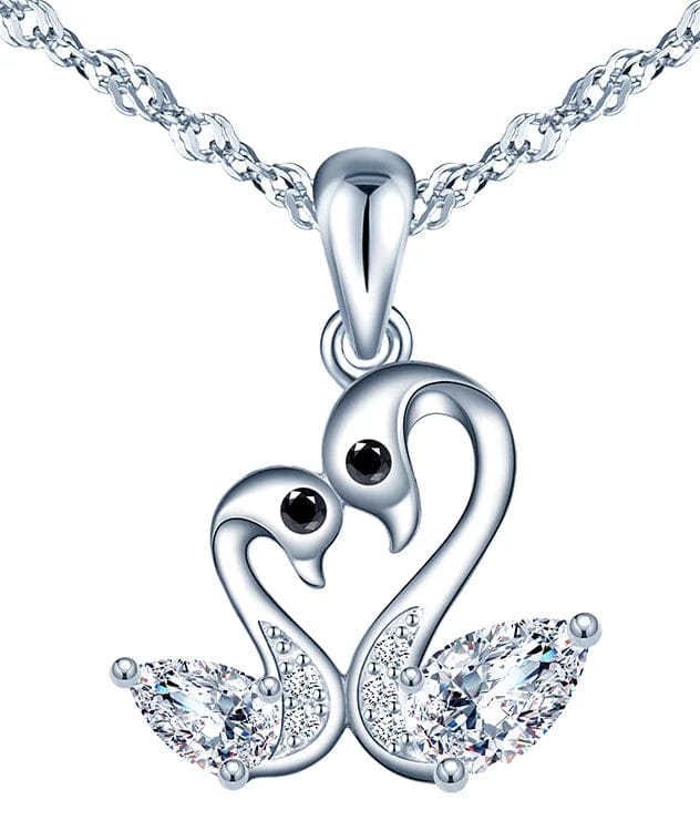 droshipping double swan necklace 925 sterling silver statement necklace for women