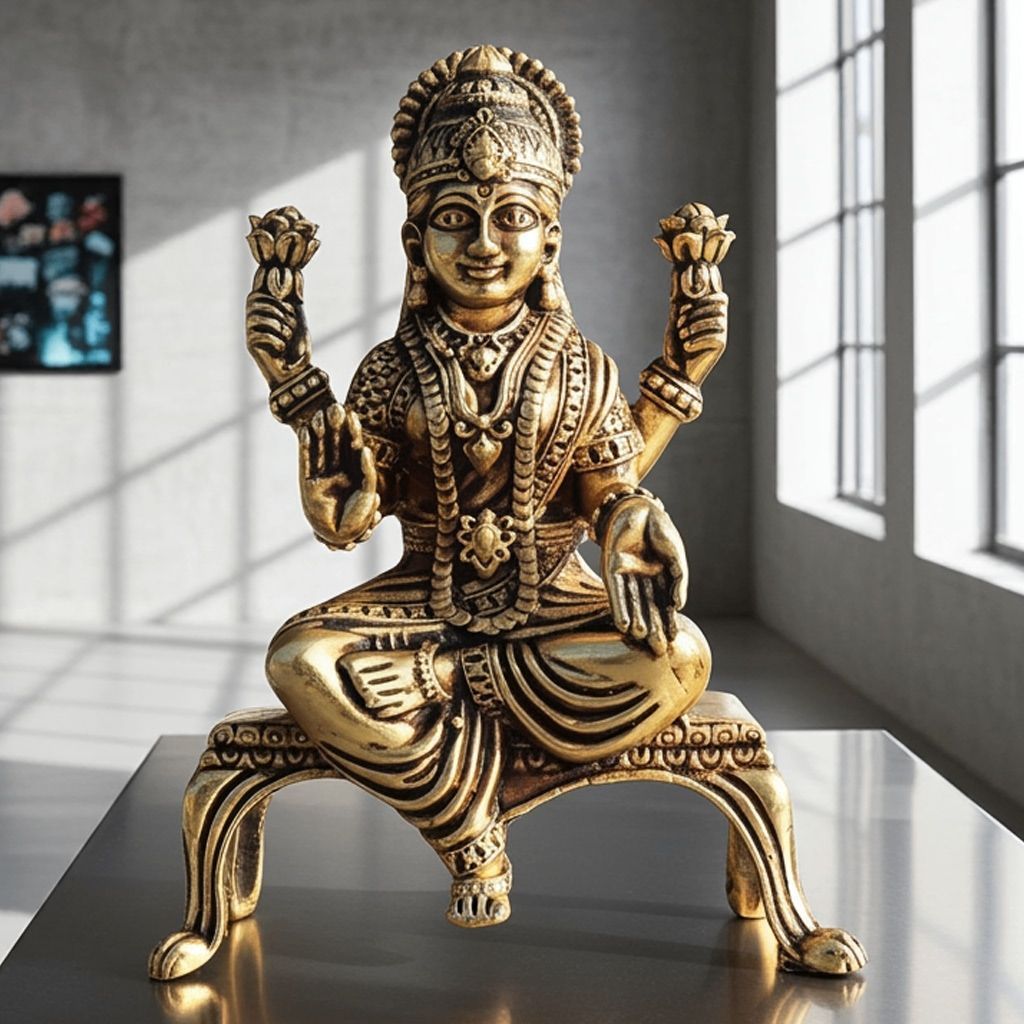 Brass Showpiece Laxmi Ji God Idol Statue, Made From Machine (BSMAS1699 L)