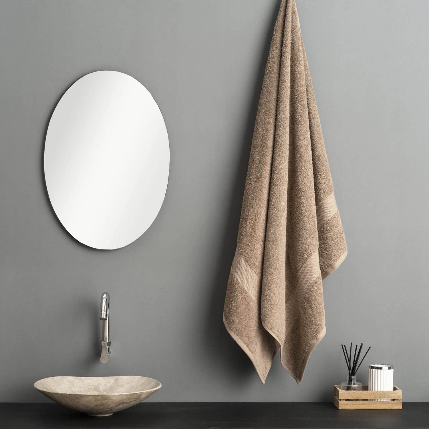 DDECOR - Brio Collection 100% Cotton Bomboo Plains And Textures Pattern 500TC Bath Towel |75 CM X 150 CM|