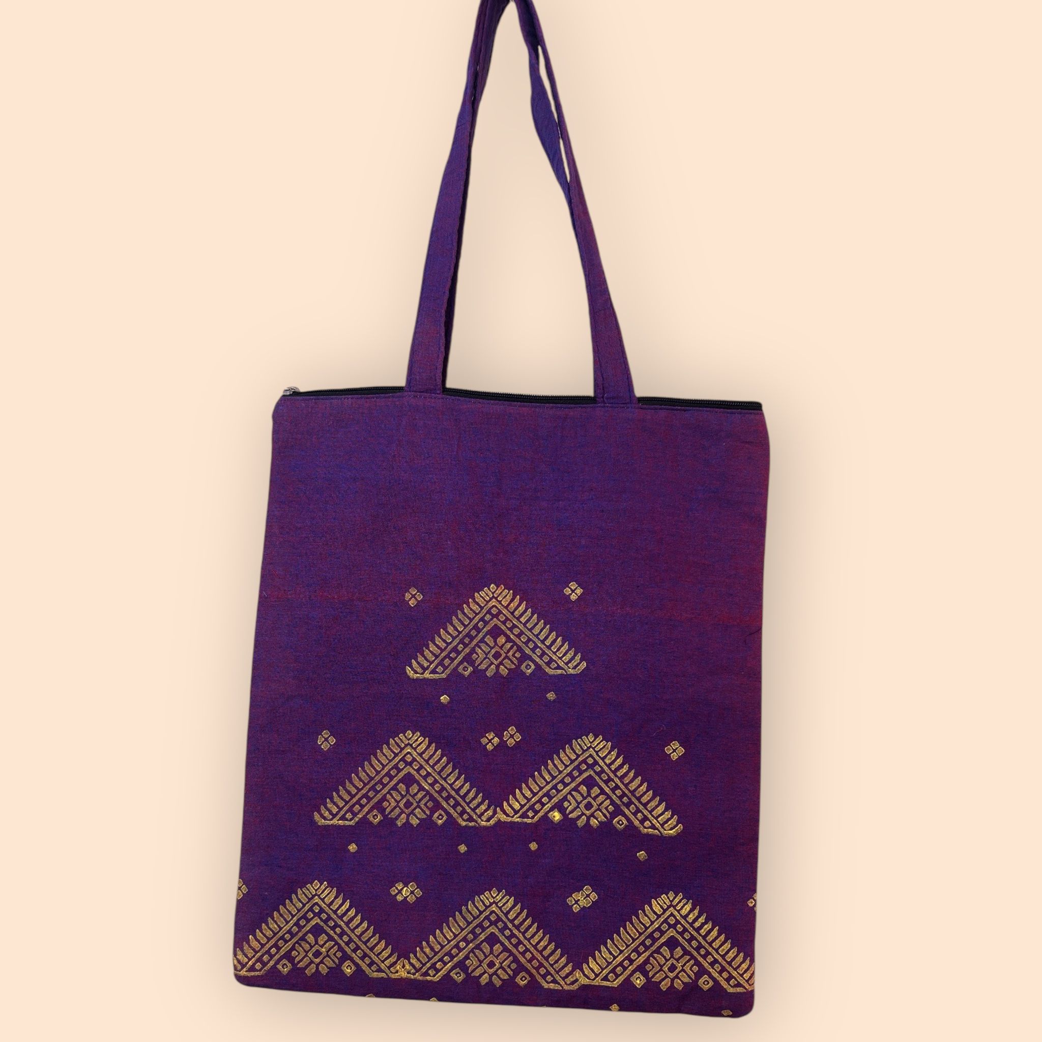 Dark Purple Zipped Tote Bag