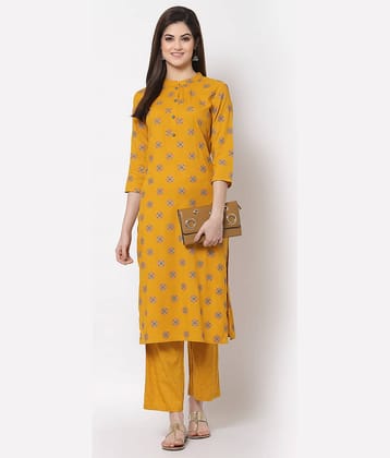 Kbz Yellow Cotton Kurti With Palazzo - Stitched Suit Single