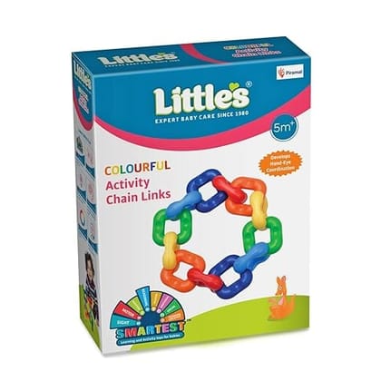 Little's Colourful Activity Chain Links | Educational Toys for Kids | Helps Develop Hand - Eye Coordination & Motor Skills | Multi-Color Toddler Activity Toys | Baby Toysassorted colour