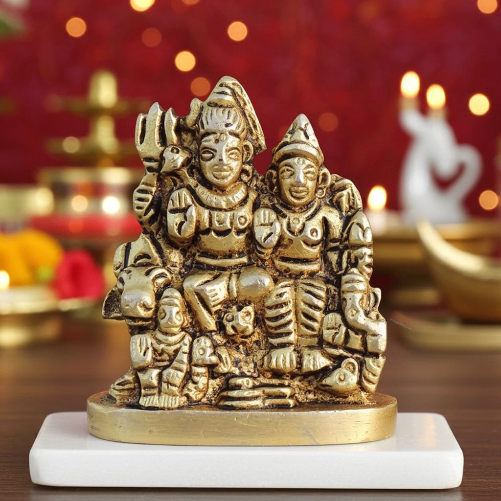 Brass Shiv Parivar God Idol - Lord Shiva Family Religious Statue, Height : 1.5 Inch (BSMAS1045 A)
