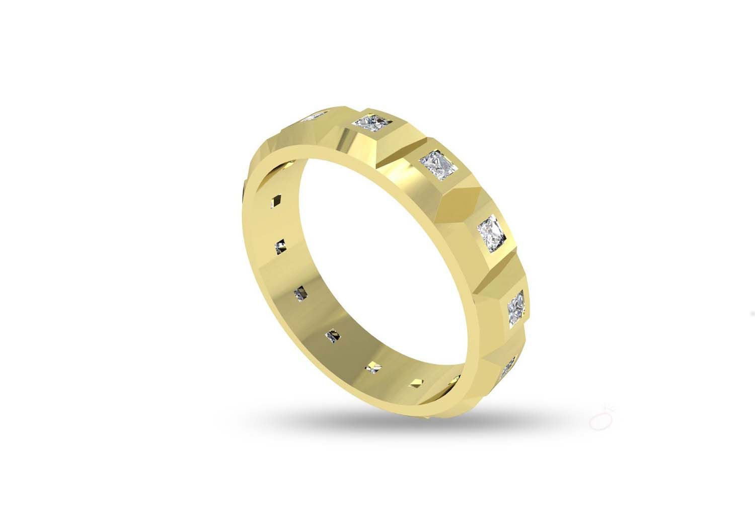 Rugged Textured Mens CZ Ring