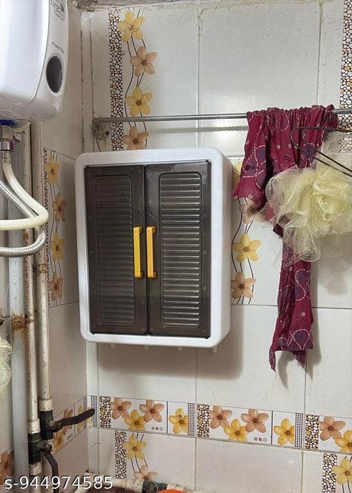 Plastic Wall Mounted Self Adhesive Bathroom Shelf Storage Cabinet