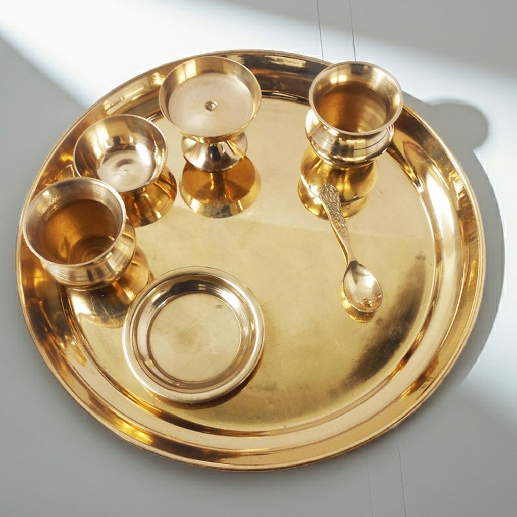 Brass Jain Swaraj Puja Thali Set (ZMAS395 D)