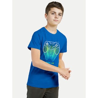 Teen Boys Royal Blue  Printed Crew Neck T-shirt