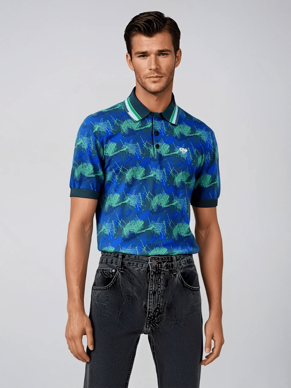 AH Blue Green Speed Classic Polo