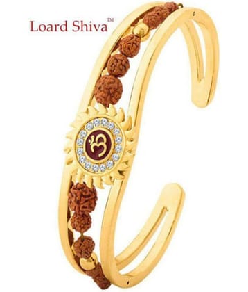 Lord Shiv High Quality Gold Plated Brass Om Mens Kada (adjustable Size)