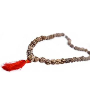 Lab Certified 5 Mukhi Rudraksha Mala for Men/Women Wearing (7mm, 108+1) - Natural Brown Rudraksh Beads