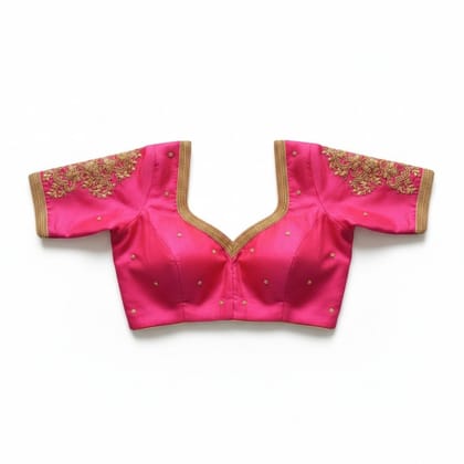 Pink Silk Embroidered Readymade Blouse