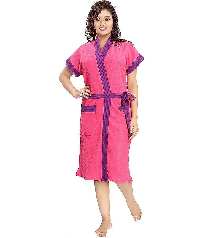 Poorak Pink Free Size Bathrobe ( Pack of 1 )