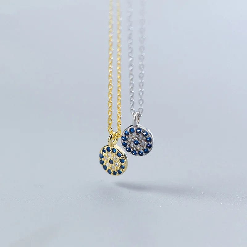 Tarnish Resistant Jewelry Women Sterling Silver 925 Cubic Zirconia Blue Gold Plated Evil Eye Pendant Necklace