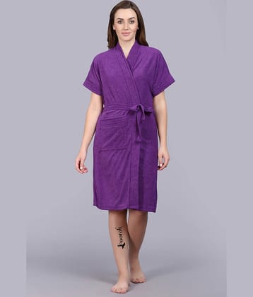 Poorak Purple Free Size Bathrobe ( Pack of 1 )