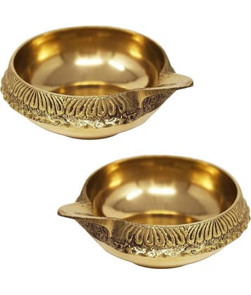 BHARDWAJ RETAILS Brass Designer Diya - Pack of 2