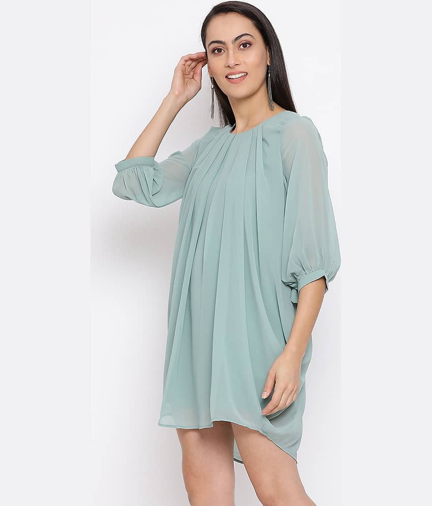 ALL WAYS YOU Women Polyester Fit & Flare Dress ( Green )