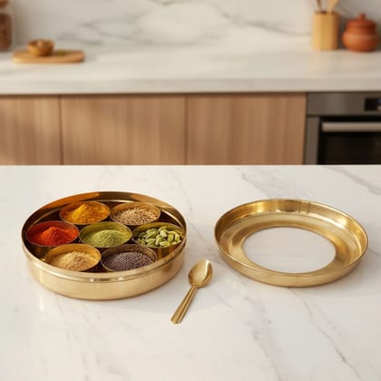 Brass Storage Box | Traditional Decorative Container, Height : 2 Inch (ZMAS585 M)