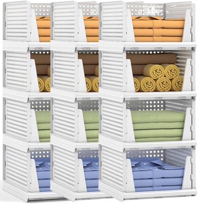 Panchhi Store Wardrobe Organizer for Clothes Cupboard Organizer for Clothes Foldable and Stackable Clothes Organiser for Wardrobe Plastic Shelf Organizer for Shirt T shirt Jeans White Panchhi Store Wardrobe Organizer for Clothes Cupboard Organizer for Clothes Foldable and Stackable Clothes Organiser for Wardrobe Plastic Shelf Organizer for Shirt T shirt Jeans White