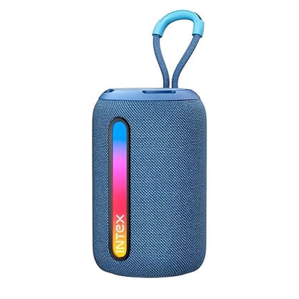 Intex Beast 5X Newly Launched Bluetooth Speaker | 360 Iconic Surround Sound | Rhythmic RGB LED Light | TWS Feature | Type-C Fast Charging | Upto 5 Hrs Playback | BT 5.4 for Party & Travel (Blue)