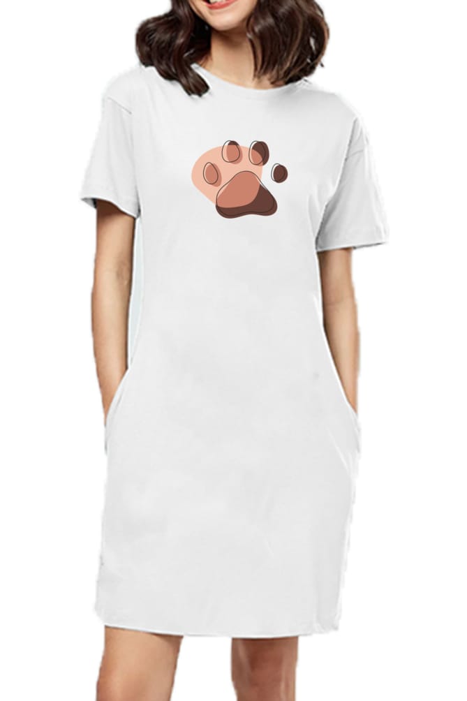 T-shirt Dress With Pockets - Pawsitive Vibes (4 Colours) (Slim Fit)
