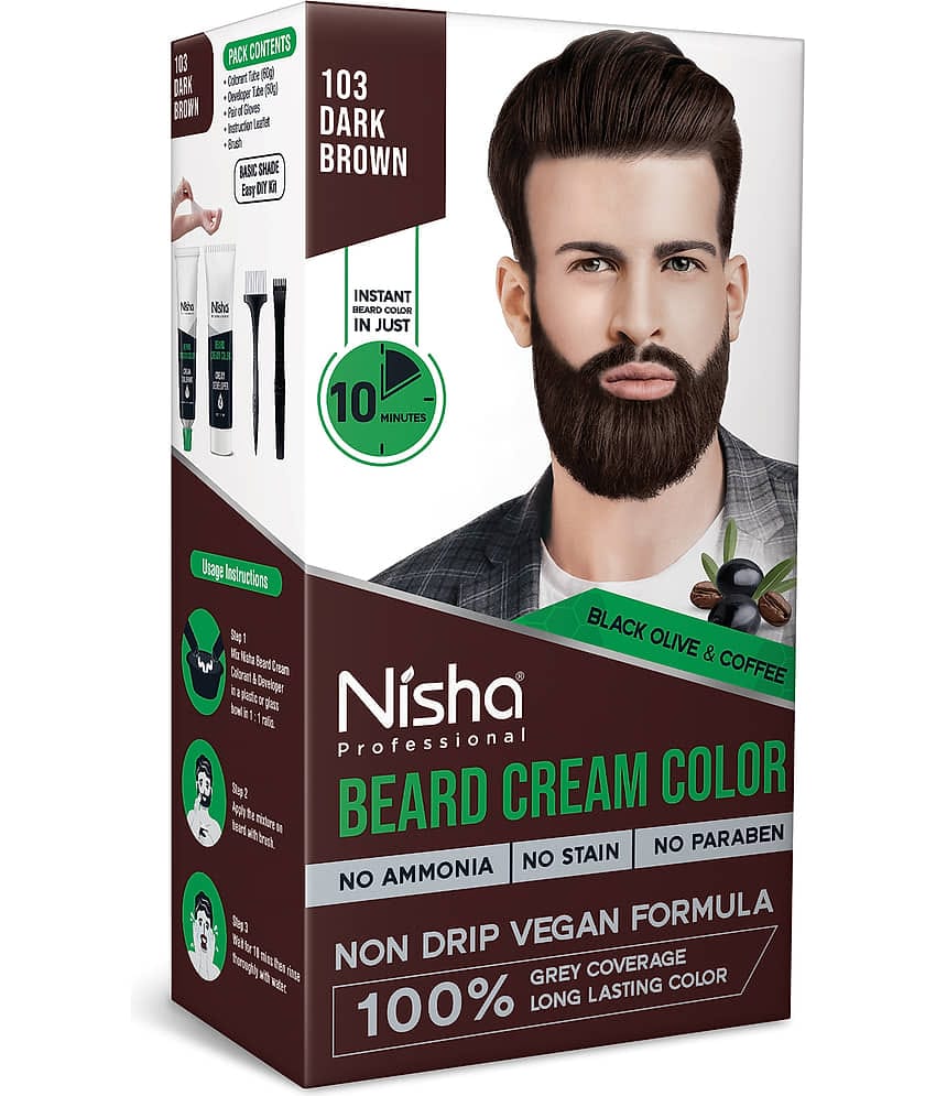 Nisha Beard Colour for Men Dark Brown 120g, Professional Beard Hair Colour, Ammonia Free Beard Cream Hair Color
