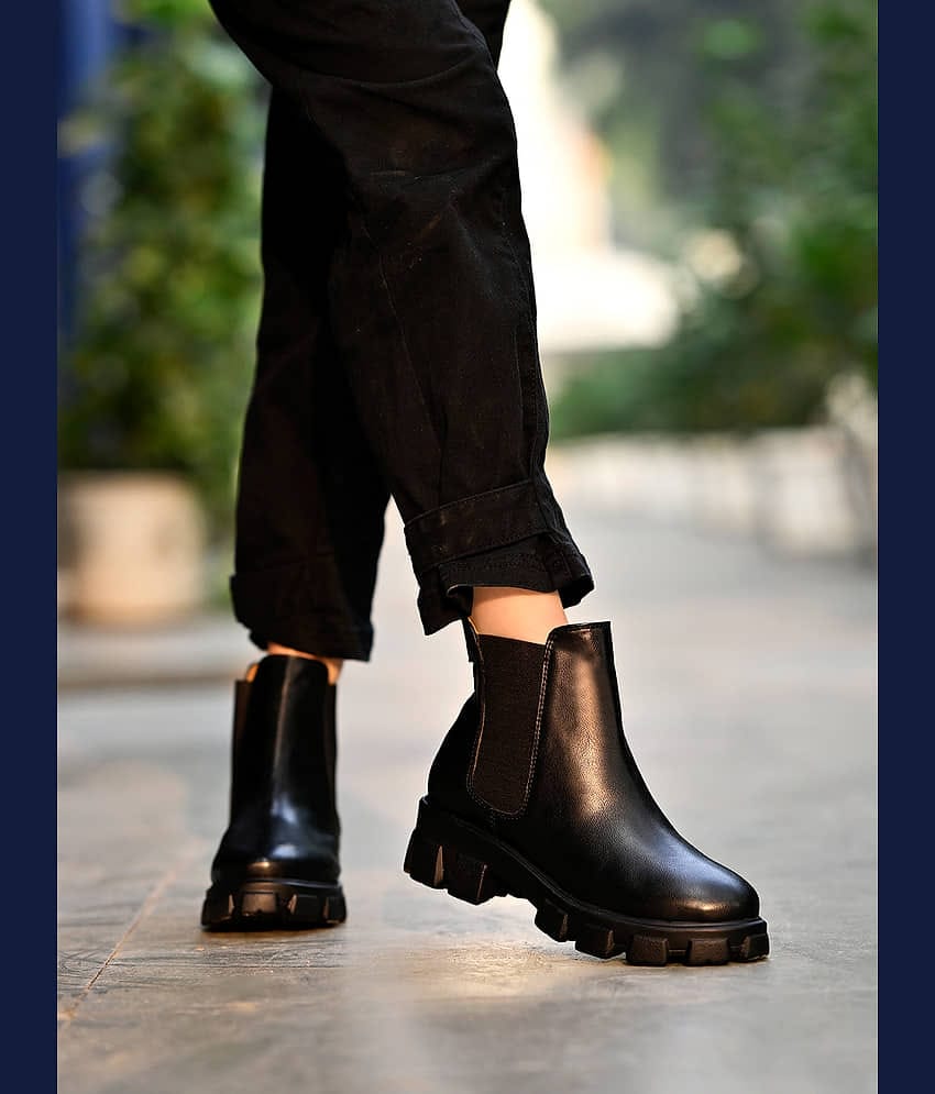 Stylestry Black Women's Ankle Length Boots
