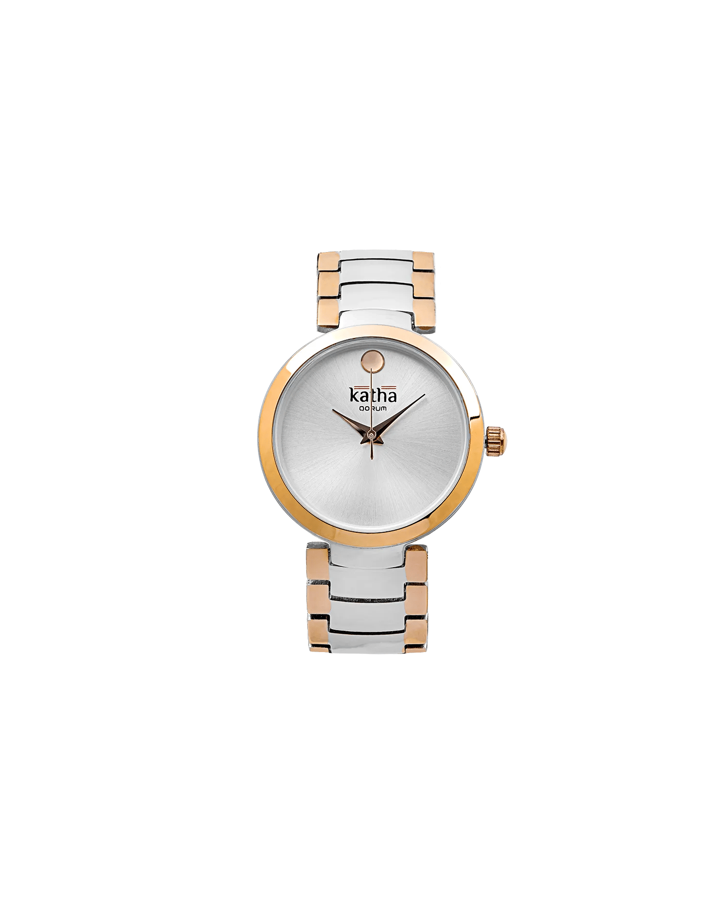 Qorum Katha Ladies Watch - Two Tone Gold Plated Stainless Steel Case With Silver Dial
