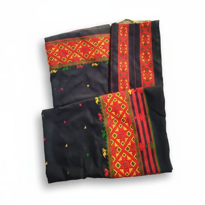 Traditional Woven Cotton Saree - Black