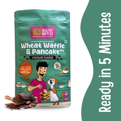 Healthy Waffles Wheat Chocolate Waffle & Pancake Mix (1kg) | Zero Maida & Sugar | Quick Breakfast