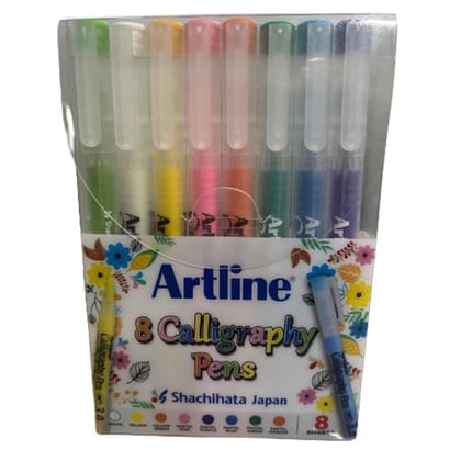 Artline Pastel Calligraphy Pen Pack of 8 | Water & Fade Resistant | Quick Drying | Perfect for Calligraphy, Hand Lettering, Scrapbooking, and More! Artline Pastel Calligraphy Pen Pack of 8 | Water & Fade Resistant | Quick Drying | Perfect for Calligraphy, Hand Lettering, Scrapbooking, and More!