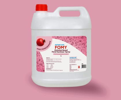 Intercorp Fomy 75% Isopropyl Alcohol-based Hand Rub Sanitizer and Disinfectant, Jumbo Saver Pack - 5 Litre (Pomegranate)