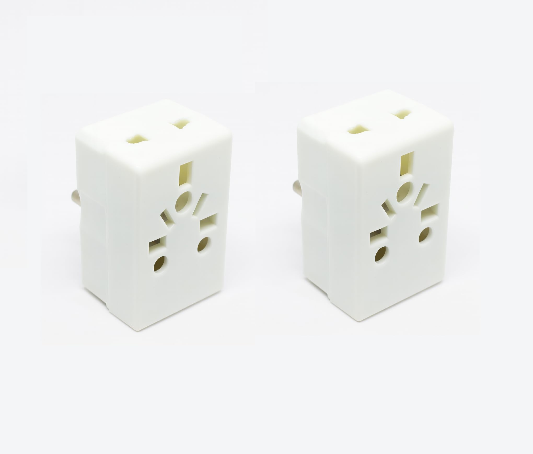 Multi Plug Adapter Sockets (Pack of 2) � Universal Mini Multi Plug Adapter | 3 Pin Plug & 2 Pin Socket | Compact Travel Plug Extension for Home, Office & Outdoor Use