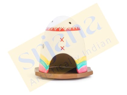 Srjana Handcrafted Handpainted Terracotta T Light and Incense Stick Holder 1 pc